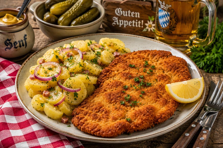 Recept: Duitse schnitzel met aardappelsalade