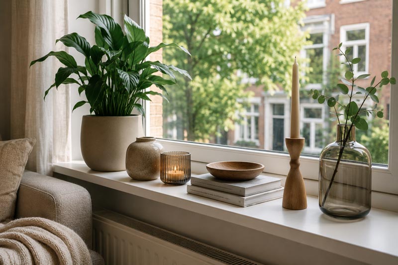 Zo maak je een rustige vensterbank die toch persoonlijk aanvoelt