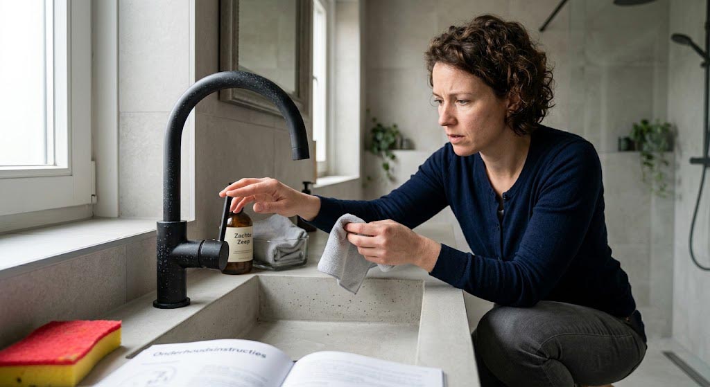 Kalkaanslag op zwarte kranen beperken zonder de afwerking te beschadigen