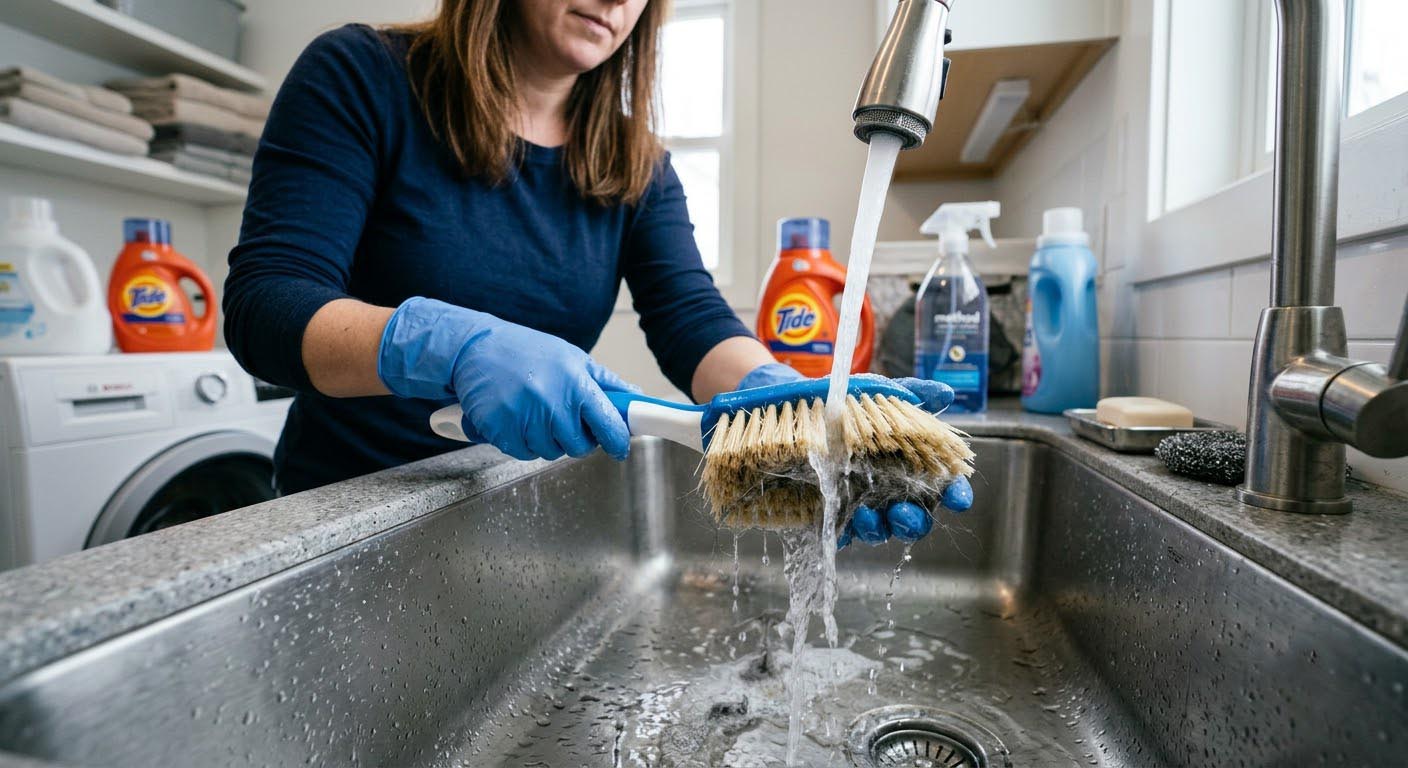 Waarom schoonmaakborstels sneller vies worden dan je denkt