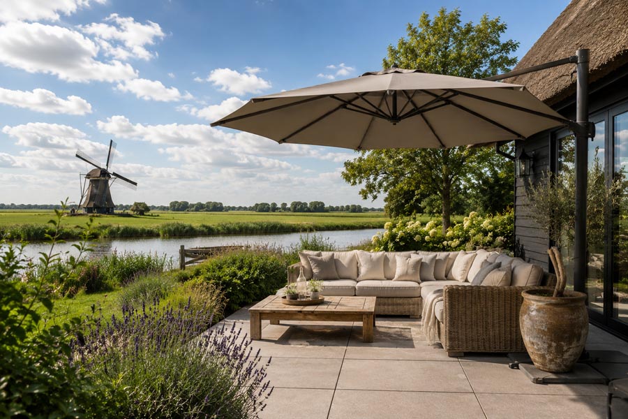 Parasols in de tuin: stijlvolle schaduw en comfort tijdens warme zomerdagen